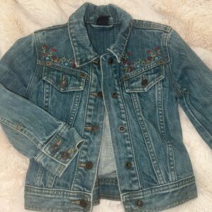 GAP Blue Denim Jacket with Floral Embroidery